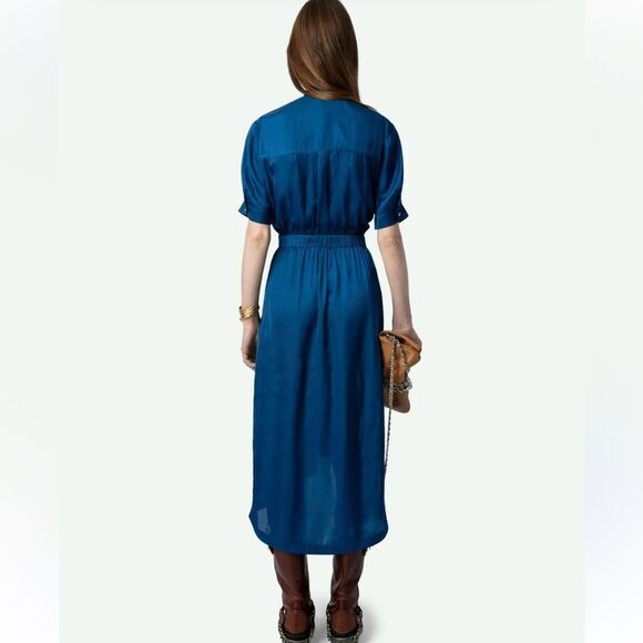 $498 NWT Zadig & Voltaire Rima Satin Dress Size Large Small flaw - Picture 5 of 15